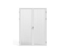 Vente-unique - Bloc porte réversible à deux battants en aluminium et verre trempé texturé - 2 x H204 x L73 cm - Blanc - LOXTON