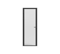 Vente-unique-Bloc porte réversible en aluminium et verre trempé dépoli - H204 x L73 cm - Noir - LOXTON