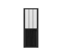 Vente-unique-Bloc porte réversible en aluminium et verre trempé dépoli style atelier - H204 x L73 cm - Noir - ERMELO