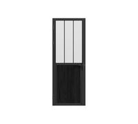 Vente-unique - Bloc porte réversible en aluminium et verre trempé dépoli style atelier - H204 x L83 cm - Noir - ERMELO