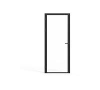 Vente-unique-Bloc porte réversible en aluminium et verre trempé - H204 x L73 cm - Noir - LOXTON