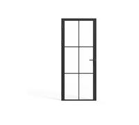 Vente-unique - Bloc porte réversible en aluminium et verre trempé - H204 x L73 cm - Noir - SEROTO