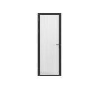 Vente-unique - Bloc porte réversible en aluminium et verre trempé texturé - H204 x L93 cm - Noir - LOXTON