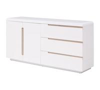 Vente-unique - Buffet avec 2 Portes et 3 tiroirs - Blanc et Naturel - NURINI
