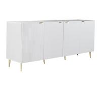 Vente-unique - Buffet avec 4 Portes en MDF et Acier - Blanc et doré - YESINIA