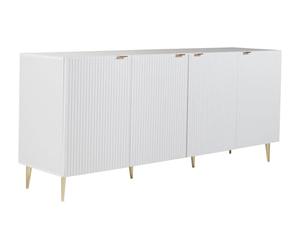 Vente-unique - Buffet avec 4 Portes en MDF et Acier - Blanc et doré - YESINIA