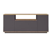 Vente-unique - Buffet avec 4 Portes et 1 étagère - Anthracite et Naturel - LOTULA
