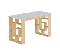 Bureau avec 10 étagères - Coloris : Naturel et blanc - JOVISO