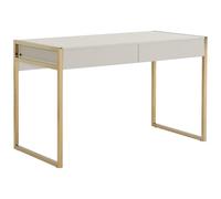 Bureau avec 2 tiroirs - MDF et métal - Beige et doré - MASON