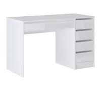 Vente-unique - Bureau avec 5 tiroirs - Blanc Brillant - JENEMI - avec Rangement