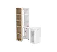 Bureau bibliothèque modulable - 10 niches - Coloris : Naturel et blanc - TUPELIO