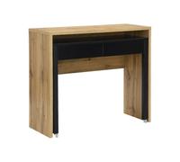 Vente-unique - Bureau Console Extensible avec 2 tiroirs - Coloris : Naturel et Noir - LOAVIA - avec Rangement