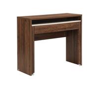 Vente-unique - Bureau Console Extensible avec 2 tiroirs - Effet travertin et Naturel foncé - LOAVIA - avec Rangement