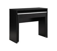 Bureau console extensible avec 2 tiroirs - Noir et effet marbre blanc - LOAVIA