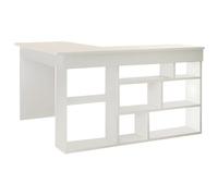 Vente-unique - Bureau d'angle avec rangements - Coloris : Blanc - LILEUL