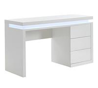 Vente-unique Bureau Emerson - 3 tiroirs - MDF laqué Blanc - LEDs