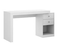 Bureau extensible 2 tiroirs et 1 niche - Coloris : Blanc - EVAN