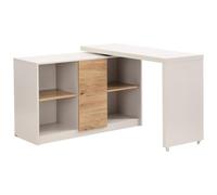Vente-unique - Bureau Extensible avec Plateau pivotant 360° - MDF - Beige et Naturel - PAVELO - avec Rangement