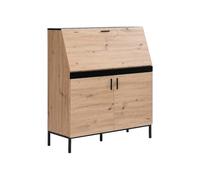 Vente-unique - Bureau secrétaire avec 2 Portes - MDF - Naturel et Noir - MALEDA - avec Rangement