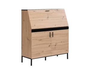 Vente-unique - Bureau secrétaire avec 2 Portes - MDF - Naturel et Noir - MALEDA - avec Rangement