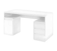 Vente-unique - Bureau SERGUEI avec rangements intégrés - MDF laqué Blanc Haute Brillance, Design Moderne et Fonctionnel, idéal pour Bureau à Domicile, Chambre ou Espace de Travail organisé