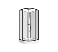 Vente-unique - Cabine de douche hydromassante en fibre de bambou - Noir mat - L80 x l80 x H225 cm - ZALIFA