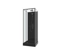 Vente-unique - Cabine de douche installation réversible et hauteur ajustable - Noir - L90 x l90 x H213/232 cm - DAMILU