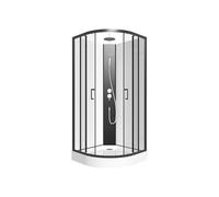 Vente-unique - Cabine de douche quart de cercle - Hauteur ajustable - L80 x l80 x H200/220 cm - Noir et blanc - ROVATA