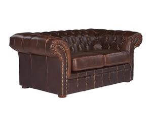 Vente-unique - Canapé 2 Places Chesterfield CLOTAIRE 100% Cuir Vieilli