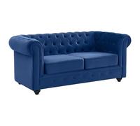 Vente-unique - Canapé 2 Places Chesterfield - Velours Bleu Roi