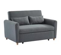 Vente-unique - Canapé 2 Places Convertible en Tissu Gris AYLA