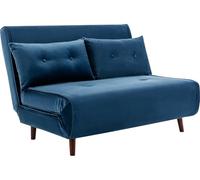 Vente-unique - Canapé 2 Places Convertible en Velours Bleu Nuit URIBIA