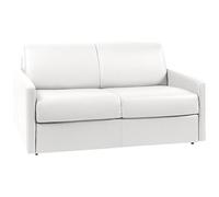 Vente-unique - Canapé 2 Places Convertible Express en Simili Blanc avec Assise mémoire de Forme - Couchage 120 cm - Matelas 22 cm mémoire de Forme CALIFE