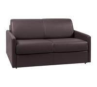 Vente-unique - Canapé 2 Places Convertible Express en Simili Marron avec Assise mémoire de Forme - Couchage 120 cm - Matelas 22 cm mémoire de Forme CALIFE