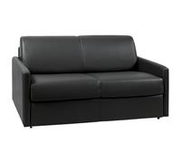 Vente-unique - Canapé 2 Places Convertible Express en Simili Noir avec Assise mémoire de Forme - Couchage 120 cm - Matelas 14 cm CALIFE