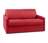 Vente-unique - Canapé 2 Places Convertible Express en Simili Rouge avec Assise mémoire de Forme - Couchage 120 cm - Matelas 18 cm CALIFE
