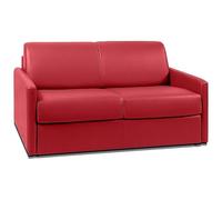 Canapé 2 places convertible express en simili rouge avec assise mémoire de forme - Couchage 120 cm - Matelas 14 cm CALIFE