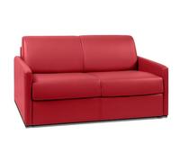 Vente-unique - Canapé 2 Places Convertible Express en Simili Rouge - Couchage 120 cm - Matelas 22 cm avec mémoire de Forme CALIFE