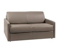Vente-unique - Canapé 2 Places Convertible Express en Simili Taupe avec Assise mémoire de Forme - Couchage 120 cm - Matelas 22 cm mémoire de Forme CALIFE