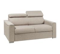 Vente-unique - Canapé 2 Places Convertible Express en Tissu Beige avec Assise mémoire de Forme - Couchage 120 cm - Matelas 18 cm