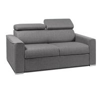 Vente-unique - Canapé 2 Places Convertible Express en Tissu Gris avec Assise mémoire de Forme - Couchage 120 cm - Matelas 14 cm