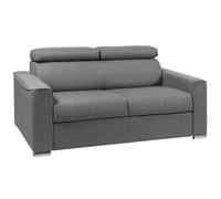 Vente-unique - Canapé 2 Places Convertible Express en Tissu Gris - Couchage 120 cm - Matelas 14 cm Vizir