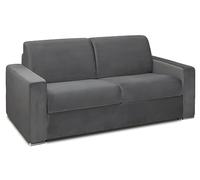 Vente-unique - Canapé 2 Places Convertible Express en Velours Anthracite - Couchage Lattes Larges 120 cm - Matelas 16 cm avec Mousse à mémoire de Forme CALITO