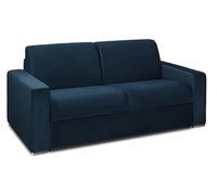 Vente-unique - Canapé 2 Places Convertible Express en Velours Bleu Nuit - Couchage Lattes Larges 120 cm - Matelas 18 cm avec mémoire de Forme CALITO