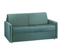 Vente-unique - Canapé 2 Places Convertible Express en Velours Vert Menthe - Couchage 120 cm - Matelas 14 cm CALIFE