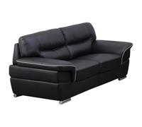 Canapé 2 places en cuir - VENTE-UNIQUE - THIBAULT - Noir - Design contemporain