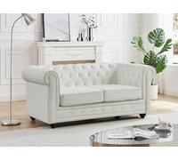 Canapé 2 places en simili blanc CHESTERFIELD