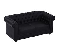 Vente-unique - Canapé 2 Places en Simili Noir Chesterfield