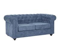 Vente-unique - Canapé 2 Places en Tissu Bleu Chesterfield
