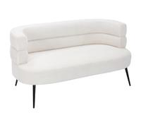 Vente-unique-Canapé 2 Places en Tissu Bouclette Blanc CAMEDO